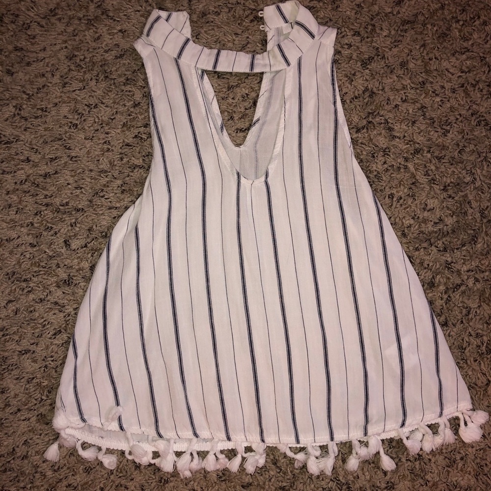 Striped tassel top